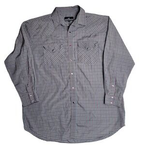 Western Express Men's 2XL Plaid‎ Pearl Snap Button Long Sleeve Shirt